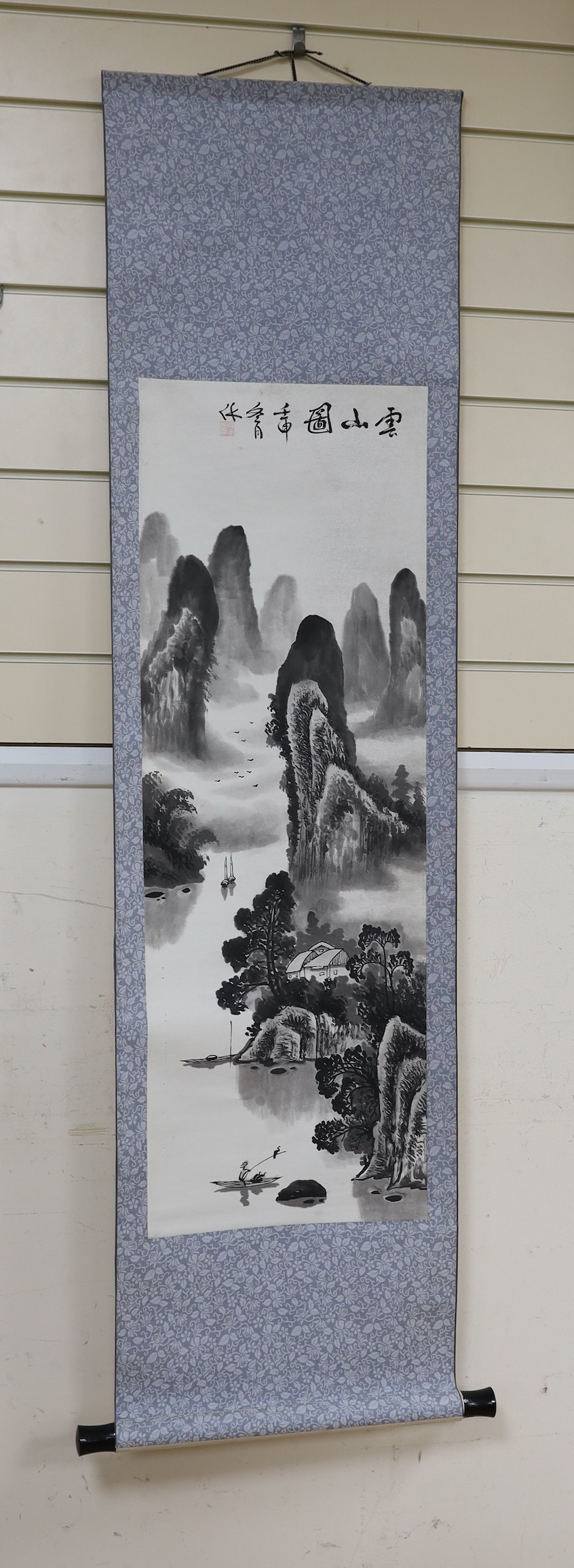 Three Japanese wall hanging scrolls